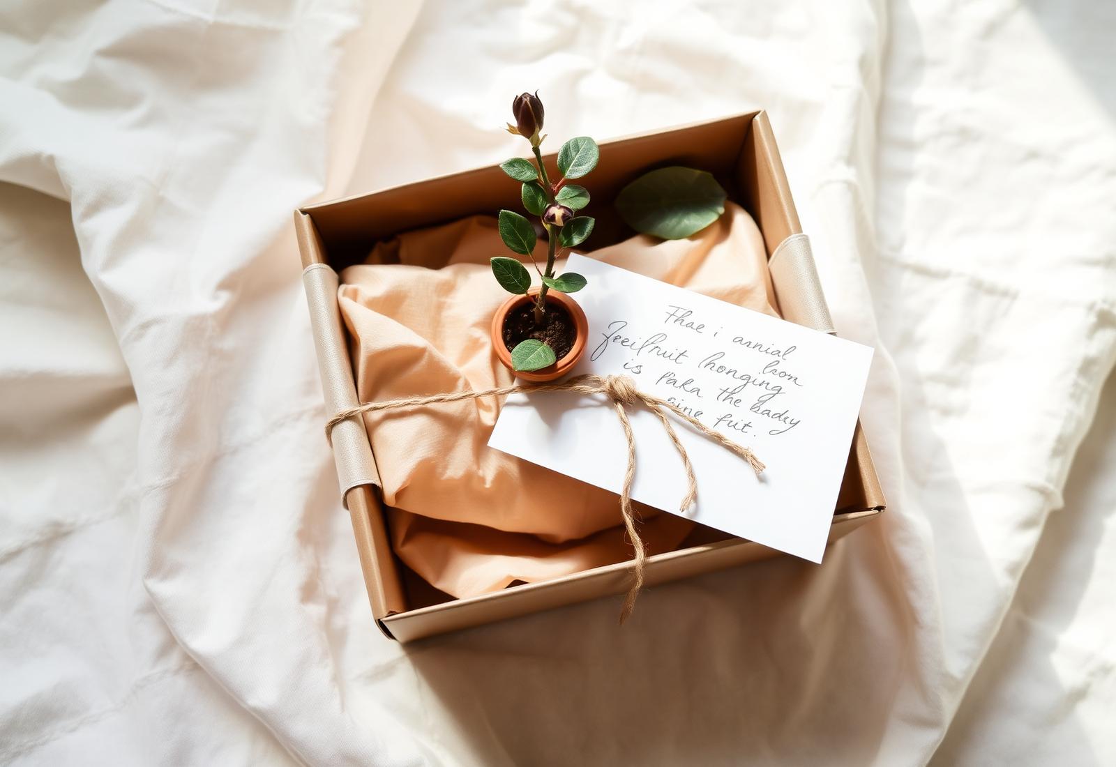 Gift box with a small tree sapling